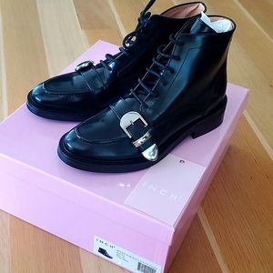Inch2 Buckled Black lace up ankle boots Brand New